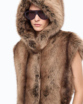 Gilet long ceinturé en fourrure synthétique -  | Pinko