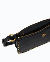 Borsa a tracolla Mini Half Moon Horizontal in pelle new biker con mini borchie -  | Pinko