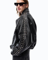 Nappa leather biker-style jacket with studs -  | Pinko
