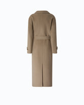 Coat in double-layered wool-blend cloth with belt -  | Pinko