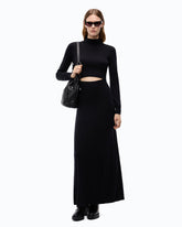 Vestido largo de mezcla de lana con abertura -  | Pinko