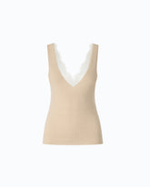 Vest top in silk and cashmere blend with lace neck -  | Pinko