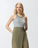 Ribbed top with bejewelled embellishment -  | Pinko