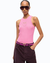 Top côtelé avec logo Love Birds transparent -  | Pinko