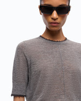 T-shirt à manches mi-longues avec bords effilochés -  | Pinko