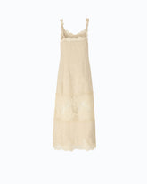 Abito slipdress midi con bande in pizzo -  | Pinko