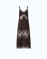 Midi slip dress with lace bands -  | Pinko