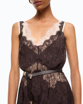 Midi slip dress with lace bands -  | Pinko