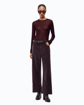 Pantalon cropped en velours avec ceinture en cuir -  | Pinko