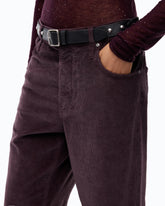 Pantalon cropped en velours avec ceinture en cuir -  | Pinko
