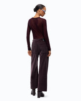 Pantalon cropped en velours avec ceinture en cuir -  | Pinko