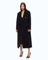 Long double-breasted coat in wool-blend fabric -  | Pinko
