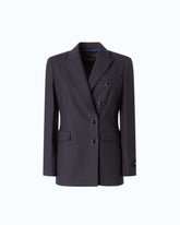 Double-breasted slim-fit wool-blend jacket -  | Pinko