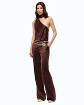 Long satin jumpsuit with sash -  | Pinko