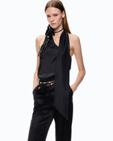 Long satin jumpsuit with sash -  | Pinko