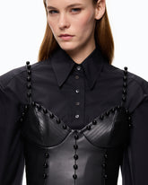 Top bustier en similicuir avec perles décoratives -  | Pinko