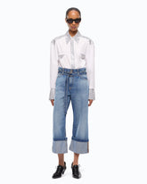 Cropped jeans with cuffs and belt -  | Pinko