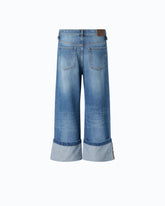 Cropped jeans with cuffs and belt -  | Pinko