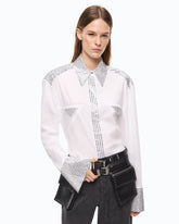 Camicia in popeline con decorazioni in strass -  | Pinko