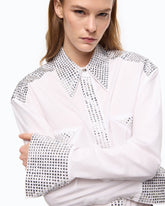 Poplin shirt with strass embellishments -  | Pinko