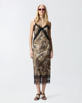 Abito slipdress midi camouflage con pizzo -  | Pinko