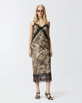 Abito slipdress midi camouflage con pizzo -  | Pinko