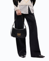 Medium leather bag with Love Birds Diamond Cut buckle -  | Pinko