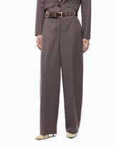 Barrel-fit trousers with micro houndstooth motif -  | Pinko