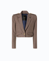 Veste cropped à micro-motif pied-de-poule -  | Pinko