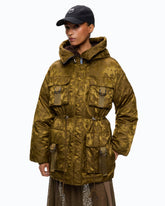Down jacket in technical satin with camouflage motif -  | Pinko