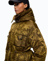 Down jacket in technical satin with camouflage motif -  | Pinko
