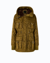 Down jacket in technical satin with camouflage motif -  | Pinko