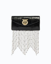 Mała torebka do ręki Love Bag Clutch ze skóry ayers z frędzlami PINKO Galleria -  | Pinko