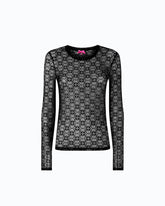 Maglia in pizzo stretch con motivo logo Love Birds -  | Pinko