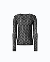 Maglia in pizzo stretch con motivo logo Love Birds -  | Pinko