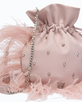 Bolso pouch pequeño de napa con bandolera, plumas y tachuelas PINKO Galleria -  | Pinko