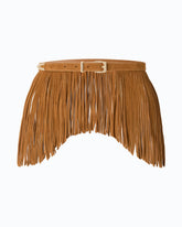 Ceinture en daim à franges avec détails bijoux 1,7 cm - Rouge | Pinko