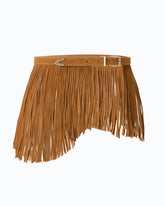 Ceinture en daim à franges avec détails bijoux 1,7 cm - Rouge | Pinko