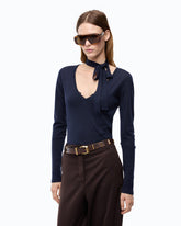 Wool sweater with lace and sash -  | Pinko