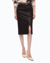 Nubuck leather-effect pencil skirt -  | Pinko
