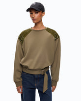 Sweatshirt aus Baumwolle mit Strasssteinen an den Schultern -  | Pinko