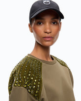 Sweatshirt aus Baumwolle mit Strasssteinen an den Schultern -  | Pinko