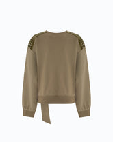 Sweatshirt aus Baumwolle mit Strasssteinen an den Schultern -  | Pinko