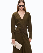Robe midi drapée à manches longues - Vert militaire | Pinko