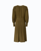 Robe midi drapée à manches longues - Vert militaire | Pinko