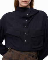 Bluse mit Taschen und Knöpfen - Dunkelblau | Pinko
