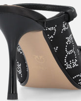 Ciabattine con tacco in satin e strass -  | Pinko