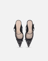 Ciabattine con tacco in satin e strass -  | Pinko