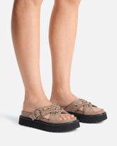Woven nappa leather slip-on sandals with metallic rings -  | Pinko