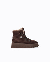 Suede ankle boots with faux fur lining - Brown | Pinko